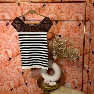 Cream and Black Striped Top